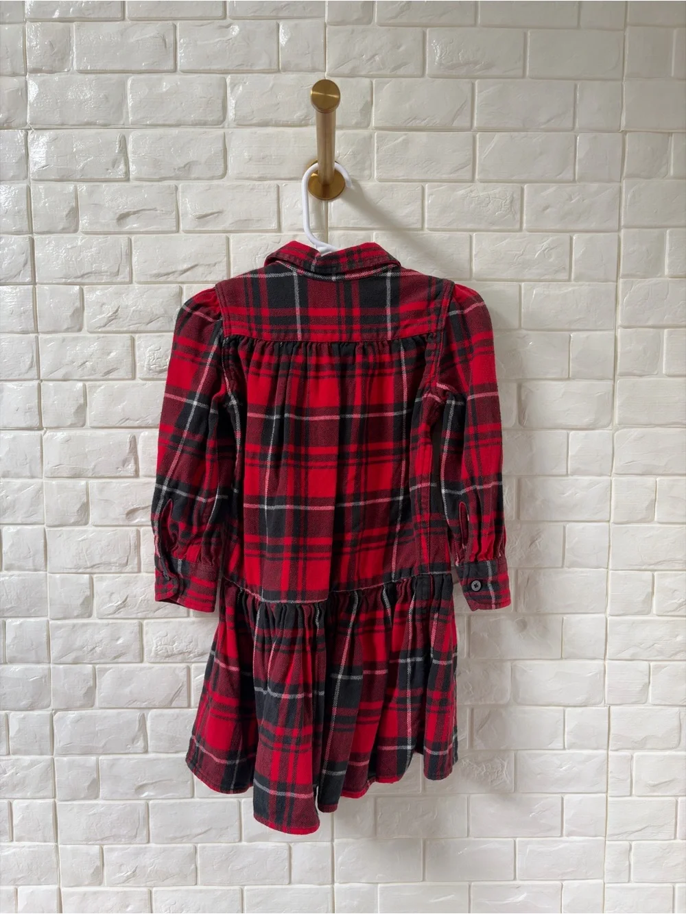 Ralph Lauren Red and Black Plaid Ruffle-Front Dress